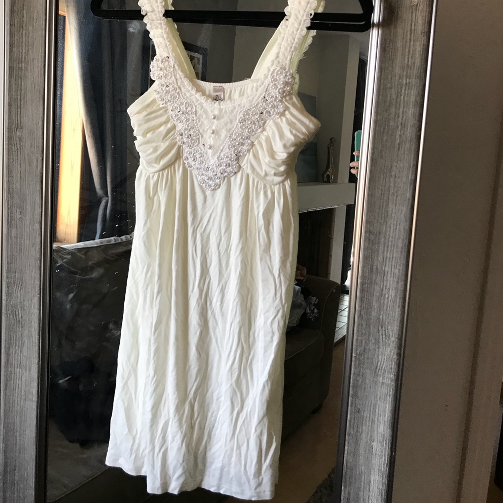 White mini beaded and sequin dress